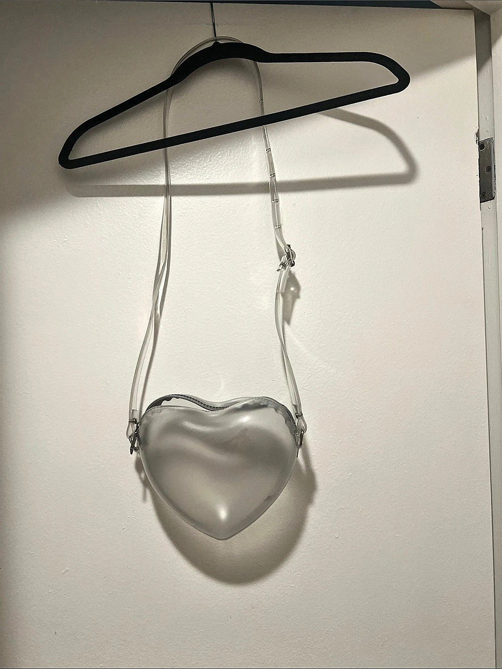 Clear PVC Heart Mini Crossbody Bag Silver Like New